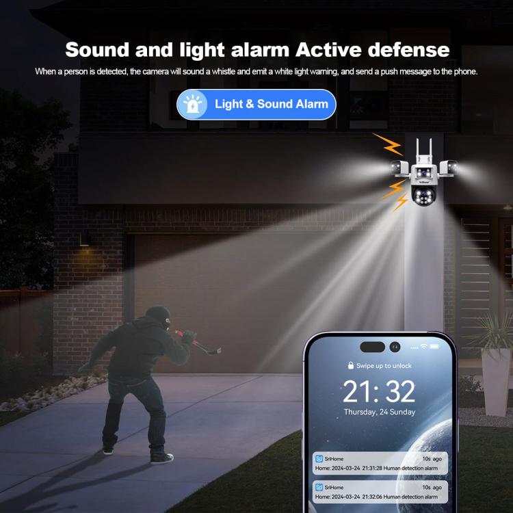 SriHome SH066 8MP HD Quad Lens Security Camera, Support Full Color Night Vision / Two-way Audio SriHome SH066 8MP HD Quad Lens Security Camera, Support Full Color Night Vision / Two-way Audio